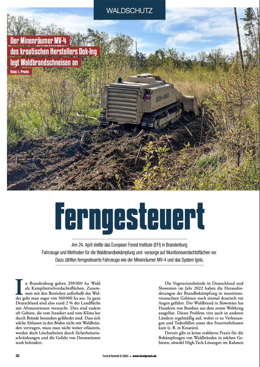 Here we go again: #Lübtheen #Germany &amp; another by #Hagenow &amp; again on highly UXO #contaminated terrain where #firefighters cannot access #fire This is why we are developing a UXO-Toolbox to have options for indirect attack from safe distance: digitalmagazin.de/marken/forstte… 
#Waldbrände
