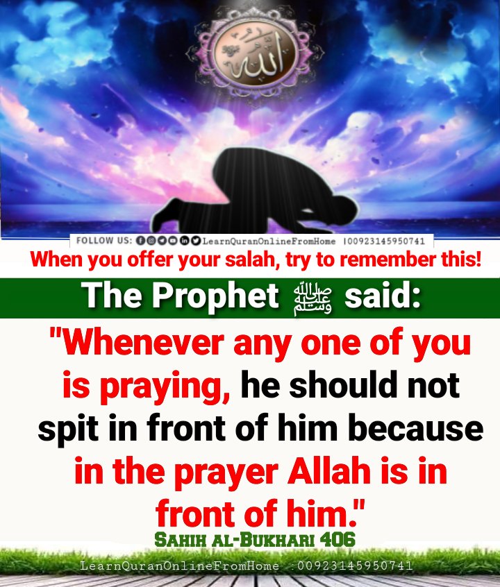 When you offer your salah, try to remember this.

The Prophet (ﷺ) said:-

'Whenever any one of you is praying, he should not spit in front of him because in the prayer Allah is in front of him.'

Sahih al-Bukhari 406