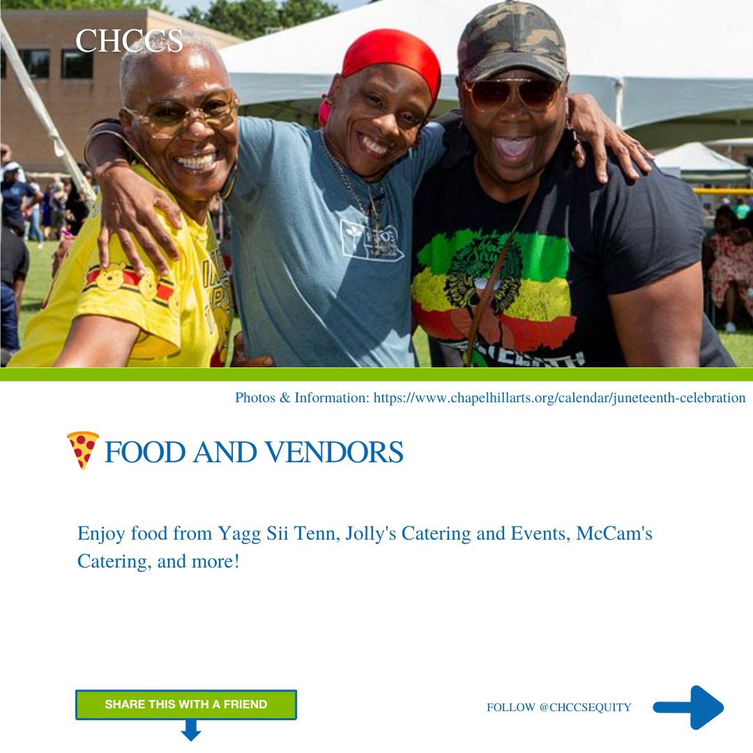 We hope you'll join us at an extraordinary event that celebrates freedom, unity, and the rich history of Juneteenth. 🎉 
📅 Event: Town of Chapel Hill Carrboro Juneteenth Celebration 
📍Location: Hargraves Community Center, Chapel Hill, NC 
 ⏰ Saturday, June 17th, 10 AM - 3 PM