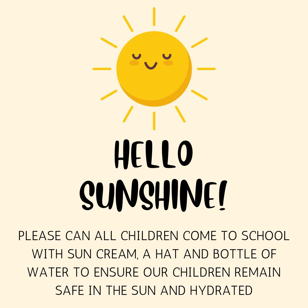 WGPS_2030's tweet photo. Please make sure your child is coming to nursery with a bottle of water and wearing a hat (both labelled with your child’s name if possible!) Please also ensure that your child is wearing sun cream as we are loving playing outside in the sunshine! ☀️ https://t.co/1kCHM4YbO4