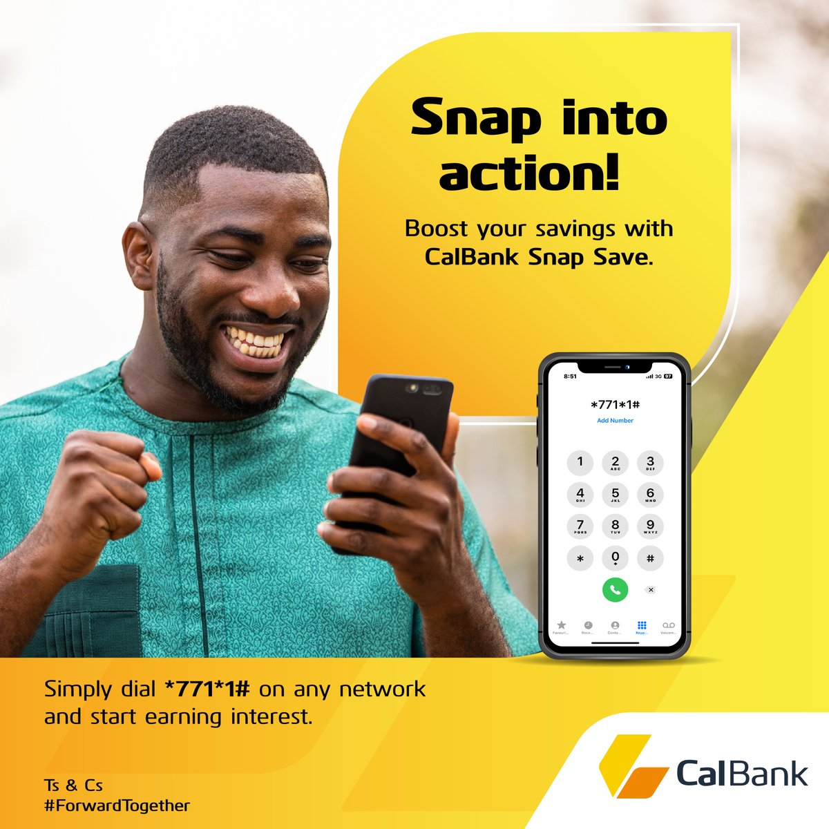 Boost your savings with CalBank Snap Save!😍😋🔊

Simply dial *771*1# on any network to begin your savings journey and start earning interest. Remember, Ts & Cs Apply👌

#CalBank #ForwardTogether #savings #SavingsPlan