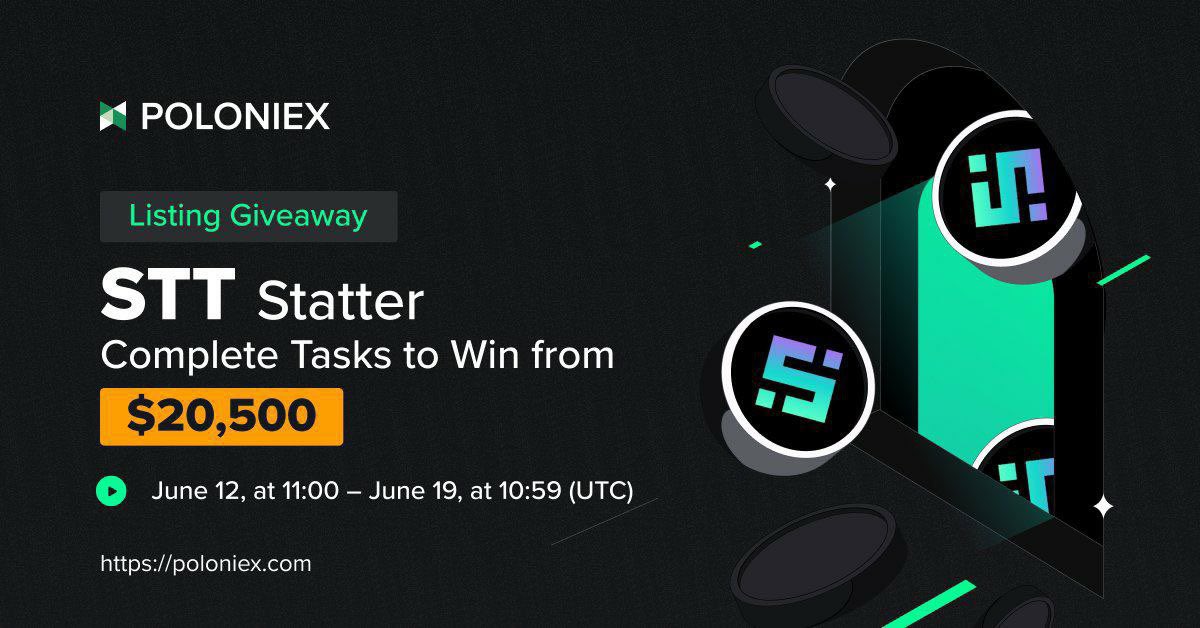 DynamicAirdrops's tweet photo. 🚨 Airdrop: @Poloniex X @statter_global 
🔥 Total Reward: $20500 Worth of $STT to Celebrate Listing 
🚧 Rating: ⭐️⭐️⭐️⭐️⭐️ 
📅 End Date: 19 June 2023

🤖 Airdrop Link : https://t.co/FcnWaH9RbE

➡️ Comment Below with #Poloniex &amp; #STT

#Airdrop #Poloniex #Airdrops #Giveaway https://t.co/le3tsHUtj8