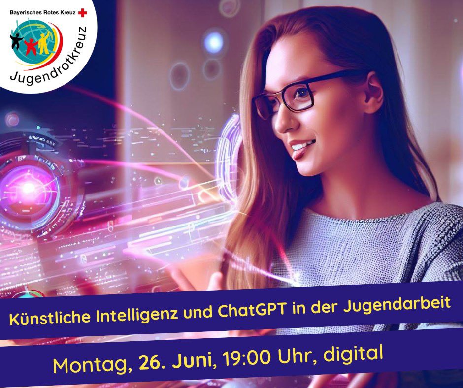 Wie Künstliche Intelligenz #jugendarbeit im #jrk verändern (kann), das ist Thema unserer Kurzfortbildung am 26.06. 👉🏻 jrk-bayern.de/news/chatgpt-d… // #ki #ChatGPT #ugendrotkreuz #drk #RotesKreuz