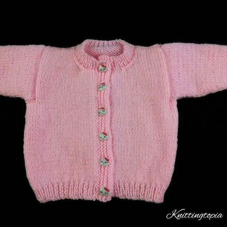 Hand knitted baby girl cardigan in pale pink 0 - 3 months buff.ly/3INl21h #knittingtopia #etsy #knittedbabyclothes #knitwear #babyclothes #mummybloggers #etsyRT