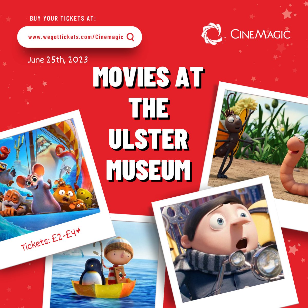 Cinemagic's tweet photo. Check out our #MoviesAtTheMuseum programme for the 25th of June - Engage in some #FamilyFun this #SummerSeason at the @UlsterMuseum!
BOOK TODAY: https://t.co/de8cJEZhW8
#Minions #Superworm #EpicTails #LostAndFound #FilmFestival #Belfast https://t.co/UX9xWyATuU