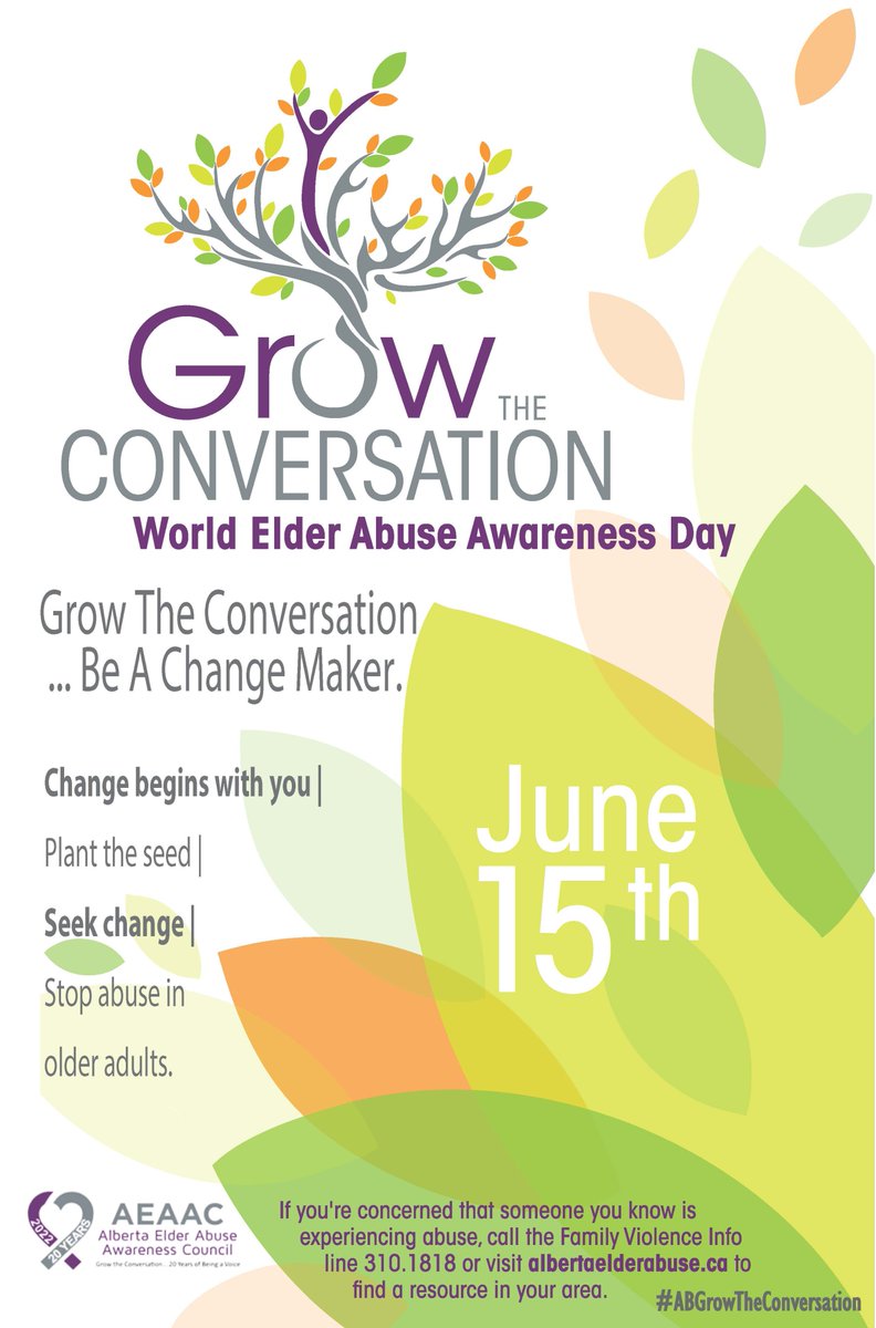 Join us on June 15 for World Elder Abuse Awareness Day (WEAAD) – an opportunity to spark a national conversation about preventing elder abuse and safeguarding the rights of seniors.    

Let's remember that #RightsDoNotGetOld and join the movement to #ABGrowTheConversation💜