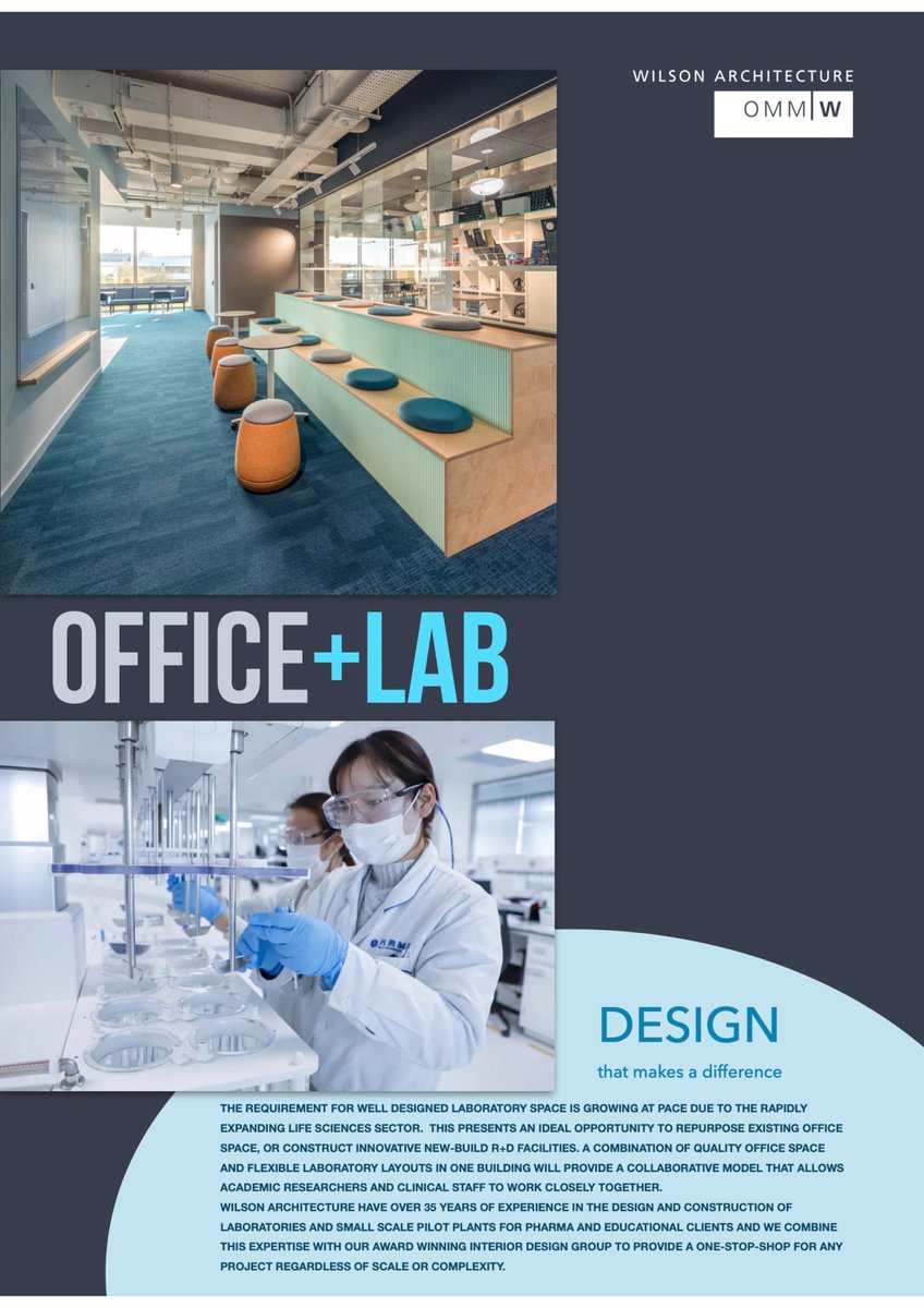 Wilson Architecture have years of experience in the design and construction of laboratories for Pharma/ Educational clients. Combining this expertise with our award winning Interior Design group we provide a one-stop-shop for any project regardless of scale or complexity.