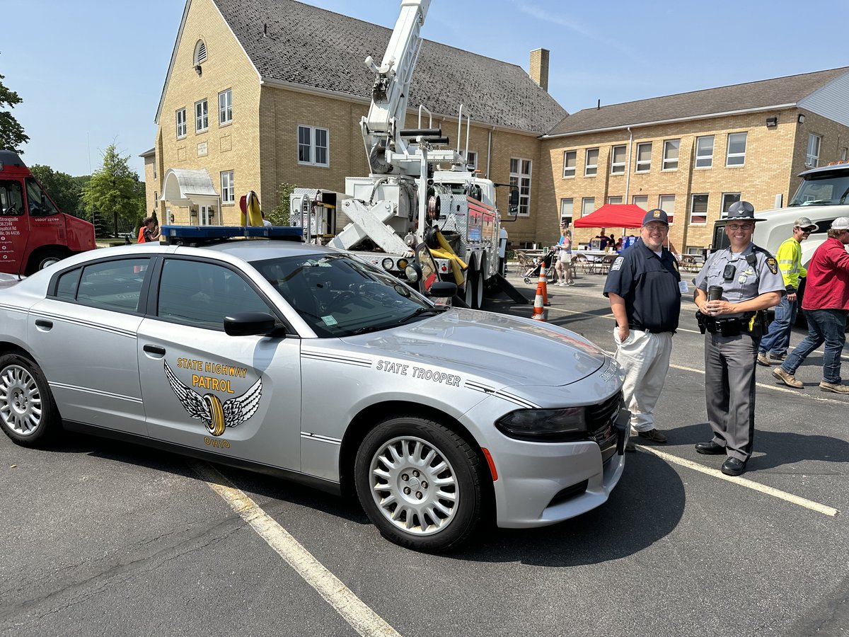 On Saturday, @OSHP Wooster Post Sergeant Smith, Trooper Speicher & Dispatcher Raymond joined our fellow safety service partners at Village of Kidron's “Touch a Truck” event. #InTheCommunity