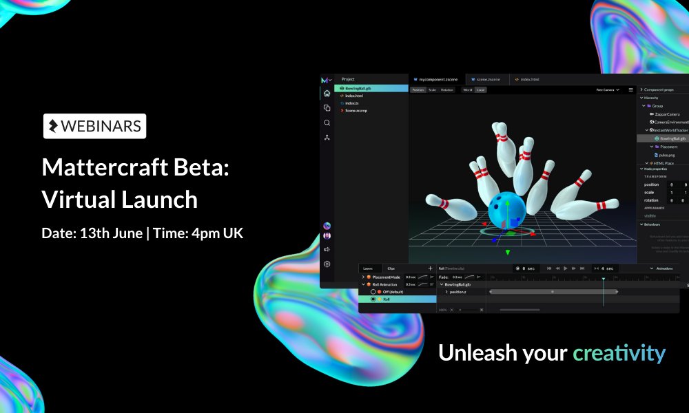 Zappar (@zapparapp) on Twitter photo Join us tomorrow at 4pm for the Beta launch of Mattercraft. 
To mark the opening of the public beta Connell, the creator of Mattercraft, will be taking you through the tool and provide a jumping-off point to get stuck into the tool and start creating. 
RSVP Link below Join us tomorrow at 4pm for the Beta launch of Mattercraft. 
To mark the opening of the public beta Connell, the creator of Mattercraft, will be taking you through the tool and provide a jumping-off point to get stuck into the tool and start creating. 
RSVP Link below