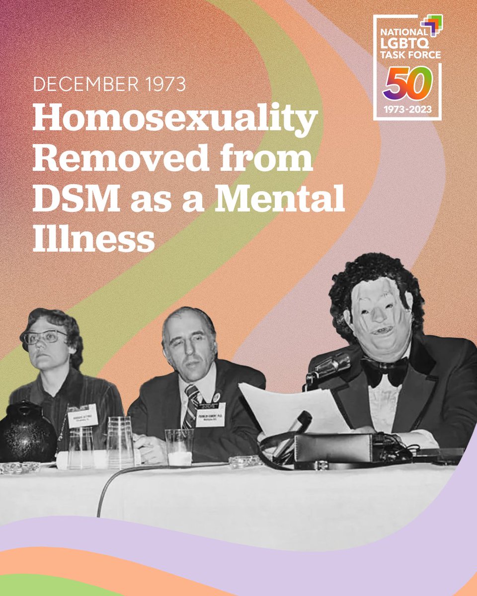🌈Only a few months after the Task Force's founding, we achieved our first major victory--getting homosexuality removed from the American Psychiatric Association's list of mental disorders. 

#TaskForceAt50