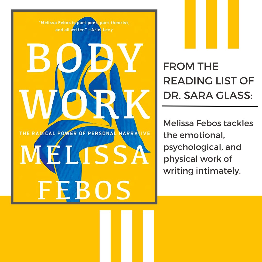 I’m happy to recommend Body Work by Melissa Febos (@melissafebos) as this month’s Book Recommendation! This book gives aspiring writers an honest and psychologically insightful exploration of how we think and write about intimate experiences.