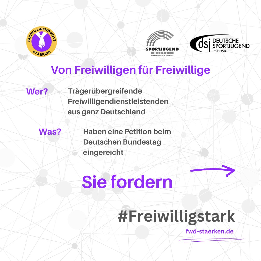 dsj4sport's tweet photo. Mit einer Unterschrift #FWDstaerken! 

Freiwilligendienstleistende verdienen mehr Anerkennung, deshalb wurde eine Petition beim Bundestag eingereicht. #FreiwilligStark #FWDimSport

1. Online Petition unterschreiben
2. Unterschriften sammeln

Zur Petition: https://t.co/wsV1CA3x0z https://t.co/yBDpxRuZMj