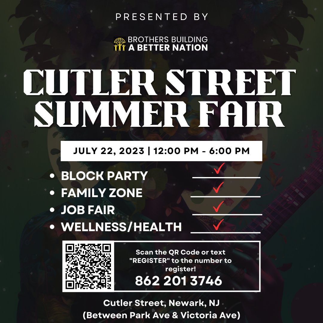 Save the date for the Cutler Street Block Fair on July 22nd from 12 pm to 6 pm. Enjoy music, food, and community engagement. Let's build a better future, together!

#BBABN #SupportGroups #CommunityCleanup #BlockFair #BuildingBetterFutures #Empowerment