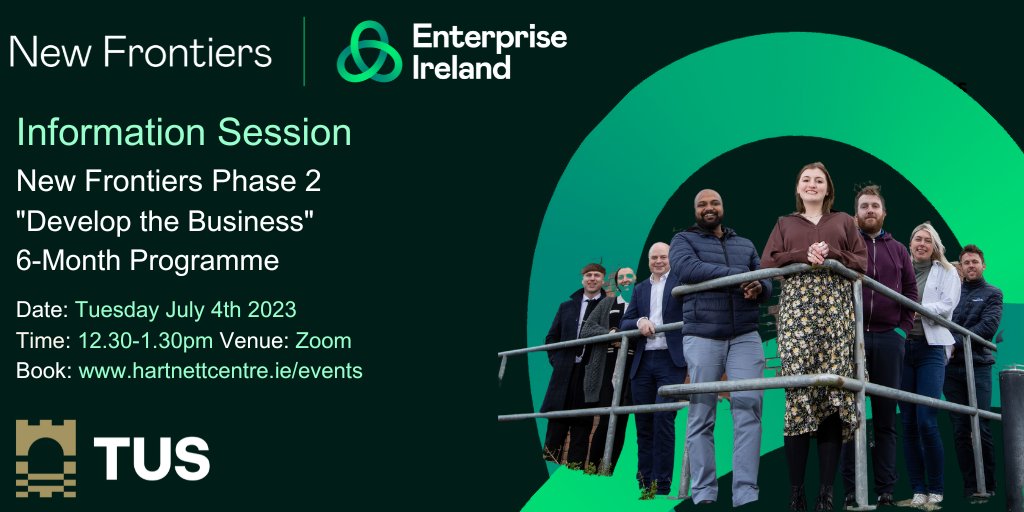 We will be hosting a New Frontiers Information session on July 4th @ 12.30pm.

This session will discuss what New Frontiers offers your business start up and the application process for our 2023 programme. 

Sign up today bit.ly/3CmvbhN