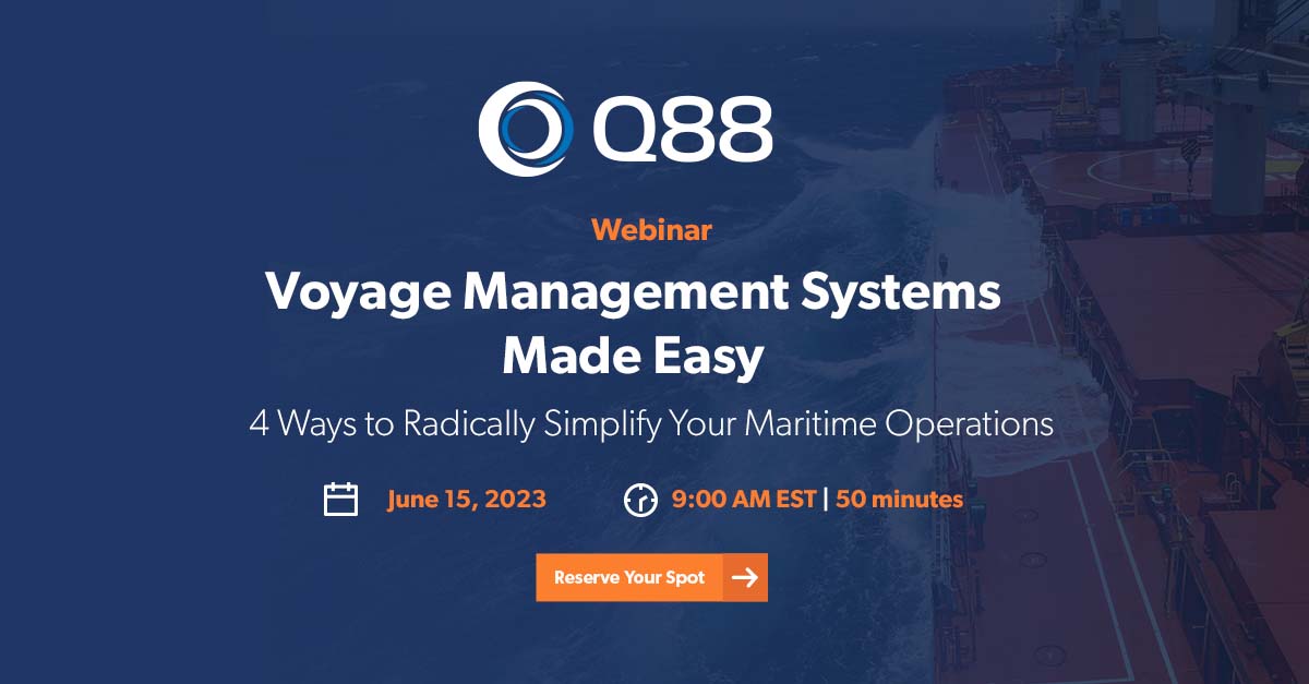 Our VMS webinar is happening this Thursday, June 15, at 9:00 AM EST/1:00 PM GMT! Get a live look at VMS’ most comprehensive features and how they can benefit your organization daily: bit.ly/3My1M93 #webinar #vms #voyagemanagementsystem #q88 #maritimetechnology