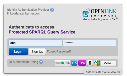 kidehen's tweet photo. The Virtuoso Multi-Protocol Authentication Layer also supports the #RelAuthMe protocol, thereby offering Link In Bio style profile doc integration re fine-grained acls that protect both #SQL- and #SPARQL-accessible data.
#SSI #Privacy #VirtuosoRDBMS #LinkedData #Identity #ABAC https://t.co/tJ7bLn1CTM