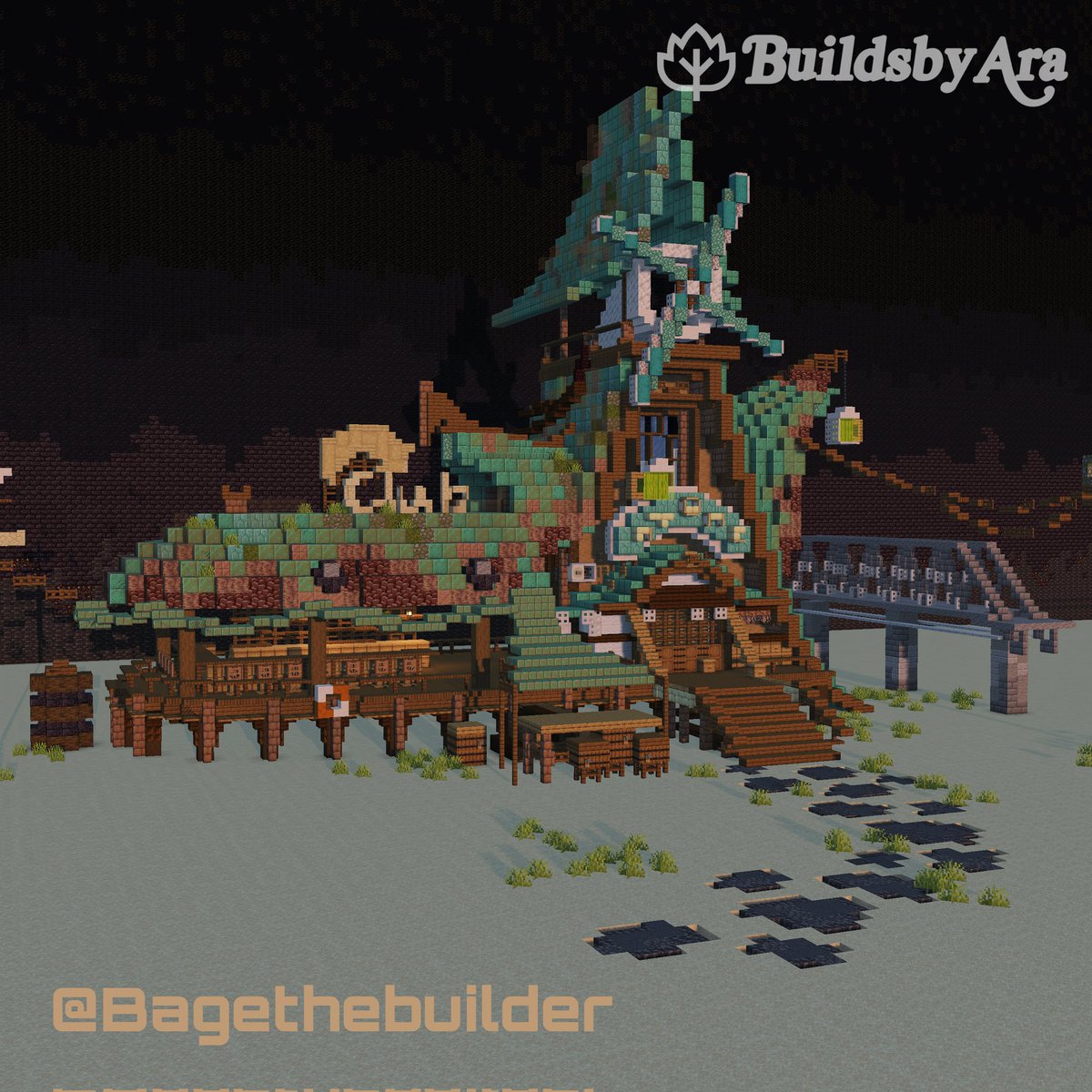 Dystopian bar 🍻 Collab with <a href="/BuildsbyAra/">Ara</a> #minecraft建築コミュ #Minecraft #Minecraftbuilds