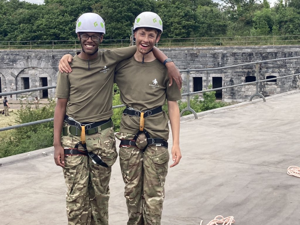 Adam and Freddie are buzzing for the abseil on the CCF trip.
