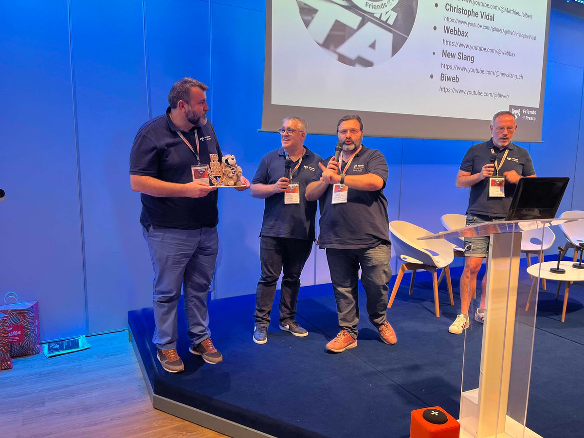 Toute l'équipe de 410 Gone est fière de voir <a href="/christophevidal/">Christophe Vidal</a>  recevoir l'Award de la meilleure chaîne YouTube PrestaShop au <a href="/friendsofpresta/">friendsofpresta</a> Day à Lyon ! Bravo Christophe 😁🔥