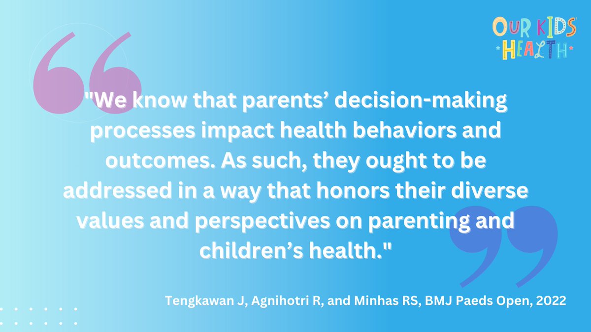 Parents play a crucial role in shaping their children's health behaviors and outcomes. 

Let's empower and support them in making informed decisions for their families! 🌟

Read the paper here: dx.doi.org/10.1136/bmjpo-…

#OurKidsHealth #ChildHealth #Equity

@CanPaedSociety…