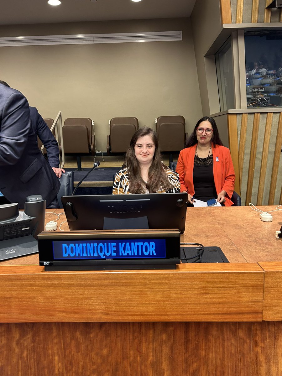 Self-advocate <a href="/dominiquekanto1/">Domi Kantor</a> of <a href="/fvisibilia/">Fundación Visibilia</a> speaks during the first session panel of the Civil Society Forum. 

📢 Domi speaks to her experience in the workplace, and the importance of continuing to implement easy-to-understand communication. #CSFCRPD #InclusionMatters