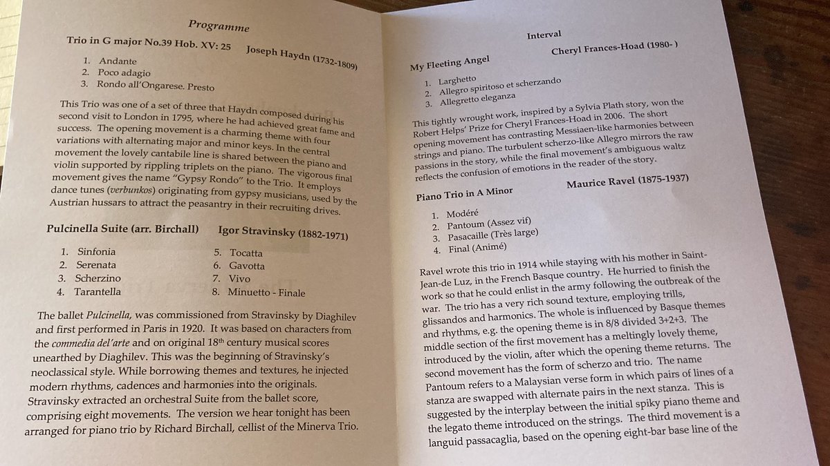 Another beautiful day for a concert tonight in Brockenhurst <a href="/MinervaPnoTrio/">Minerva Piano Trio</a> 
Playing Haydn, Stravinsky, @CherylHoad and Ravel
