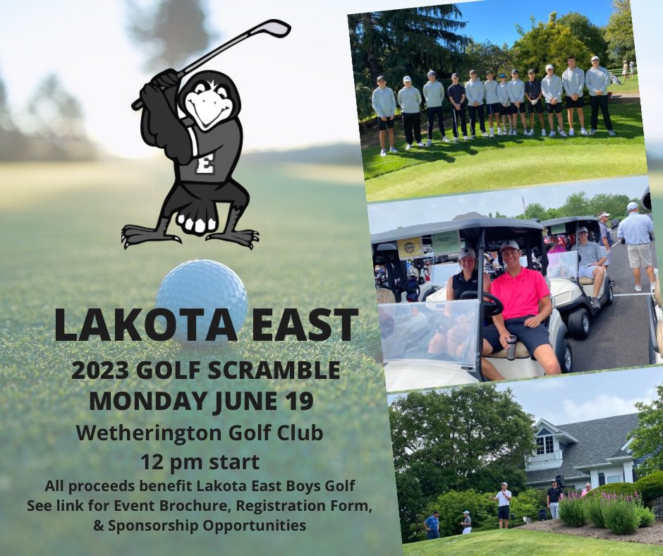 A few team spots left - take the day off and join us! ⛳️ @eastboosters @Coach_jeffcombs @LakotaEastAD @AsstTHawkAD @EAST_HAWKS @gmcsports