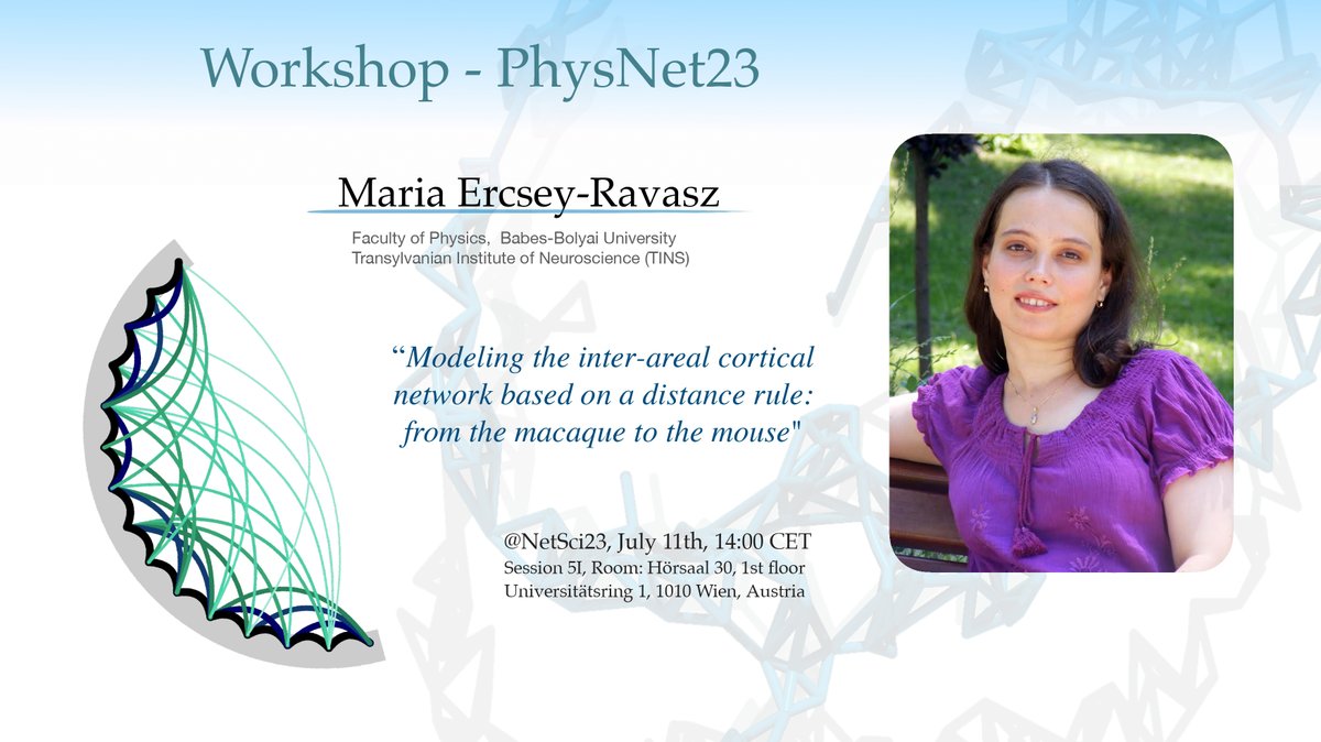 ivanbonamassa's tweet photo. Interested in physical networks? Join us on July 11th at the first #physnet23 workshop at #netsci23, where our invited speaker, Maria Ercsey-Ravasz @ErcseyMaria,  will guide us through the structural organization of mammals cortical networks. Info at https://t.co/0mKkIEvQTw https://t.co/jVRcPJm62m