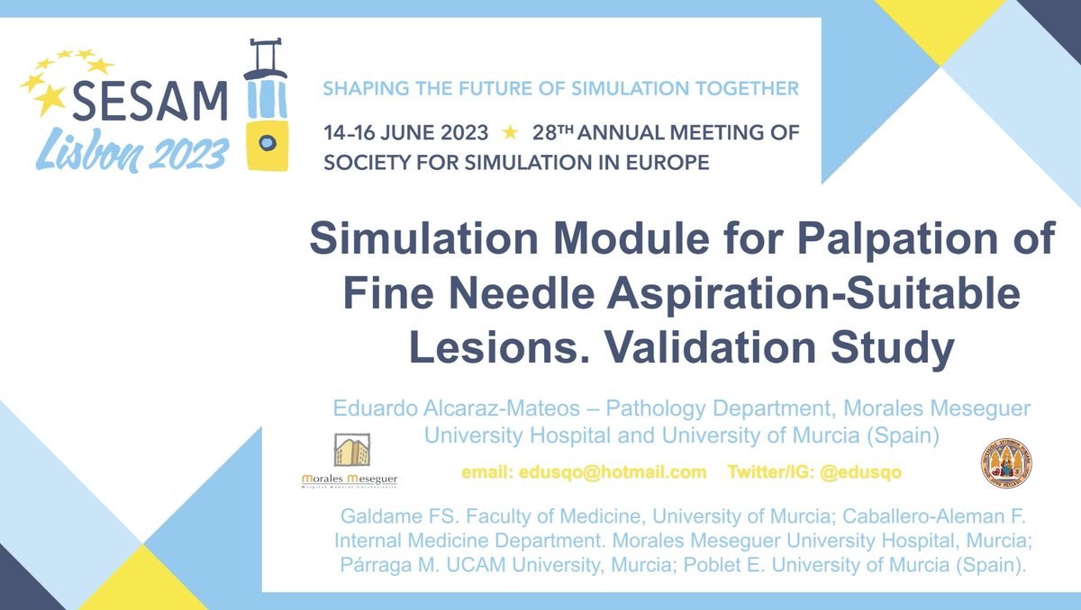 Esta semana presentamos en el 28° Congreso Europeo de Simulación Clínica #SESAM2023
• Herramientas: <a href="/SimInPath/">SimInPath</a> para evaluar competencias
• #Metaverso: Realidad Virtual como método educativo
• Estudio de validación: módulo exploración fìsica
#MedEd #SegPac Anatomía Patológica