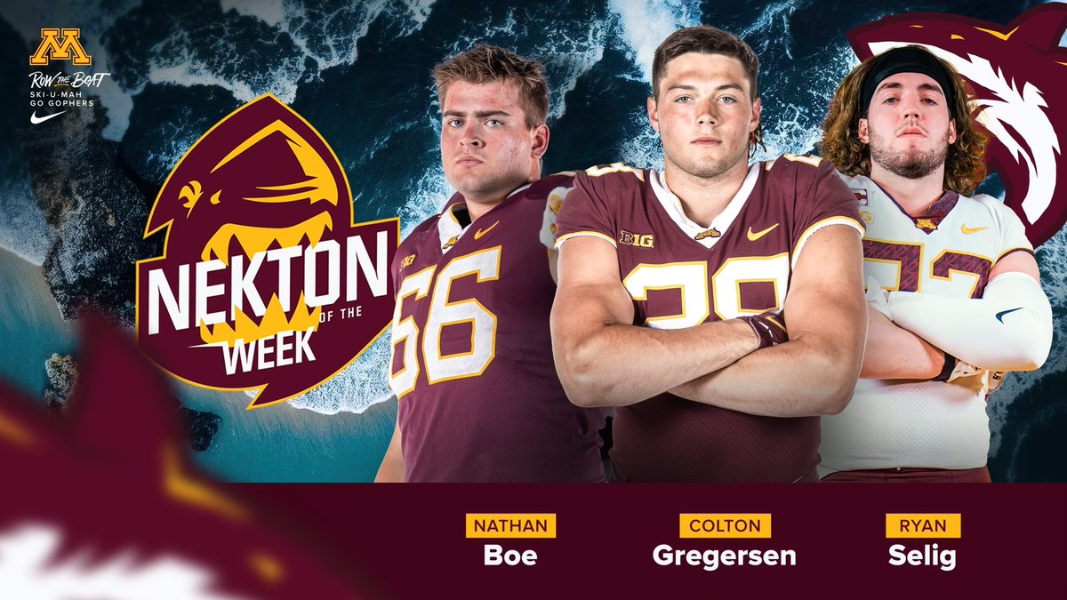 Congrats to <a href="/nathanboe1122/">Nathan Boe</a> (offense) <a href="/GregersenColton/">Colton Gregersen</a> (defense) &amp; <a href="/ryanselig_/">Ryan Selig</a> (newcomer) on earning “Nekton of the Week!!” #RTB #HYPRR #SkiUMah