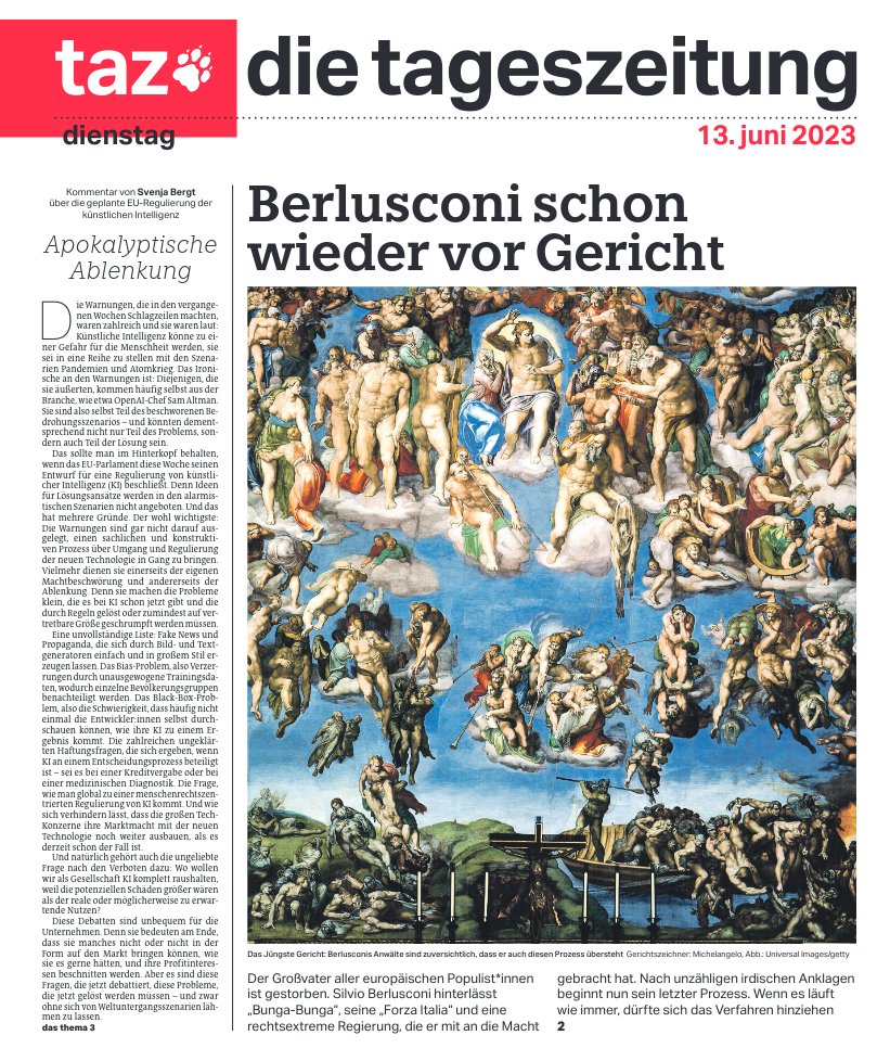 Höchste Instanz: Die #tazeins zu #Berlusconi @tazgezwitscher