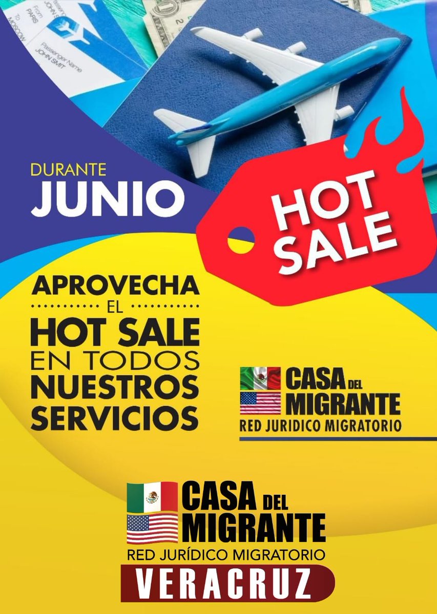 CasaMigranteVer's tweet photo. 🔥Hot Sale🔥 llego a #CasaDelMigranteVeracruz.

Contrata la asesoría integral de alguno de nuestros servicios y obtén un 50% de descuento.

Llámanos al

☎️ 228 202 4397
📲 228 3547250
📩casadelmigrantever@gmail.com https://t.co/tIuMSB2Wkl