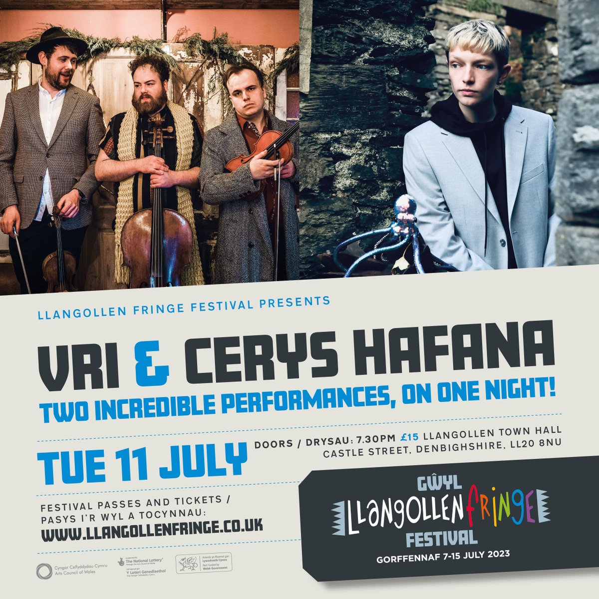 Llangollen Fringe Festival (@llangollenfring) on Twitter photo Exciting News! <a href="/CerysHafana/">Cerys Hafana</a> will be joining @vri_cymru for a magical co-headlining performance at Llangollen Town Hall on Tuesday, July 11th!
Tickets are priced at £15 and can be purchased at bit.ly/VRI-LFF23
#Llangollen #NorthWales #BBCWales #BBCCymru #Wrexham Exciting News! <a href="/CerysHafana/">Cerys Hafana</a> will be joining @vri_cymru for a magical co-headlining performance at Llangollen Town Hall on Tuesday, July 11th!
Tickets are priced at £15 and can be purchased at bit.ly/VRI-LFF23
#Llangollen #NorthWales #BBCWales #BBCCymru #Wrexham