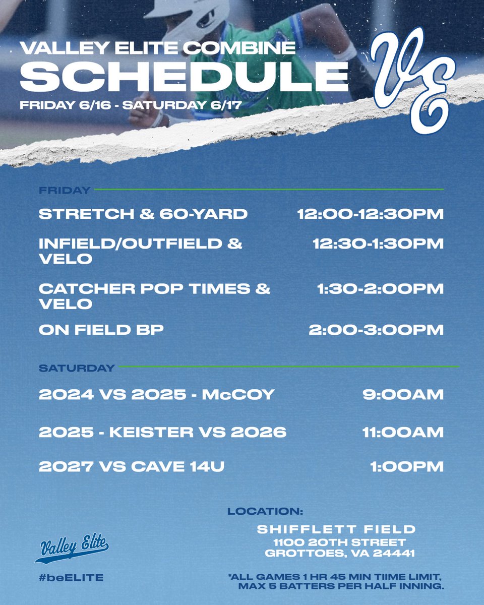 2023 Valley Elite Combine
Friday, June 16th &amp; Saturday, June 17th