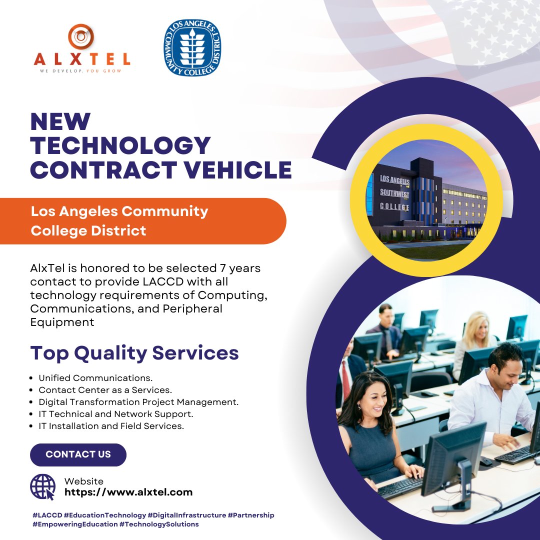 We are extremely excited to announce winning a technology contract vehicle with Los Angeles Community College District.
lnkd.in/d-BFaMN6

#technology #sustainable #education #community #digitaltransformation #ucaas #ccaas #computing #hardware #projectmanagement
