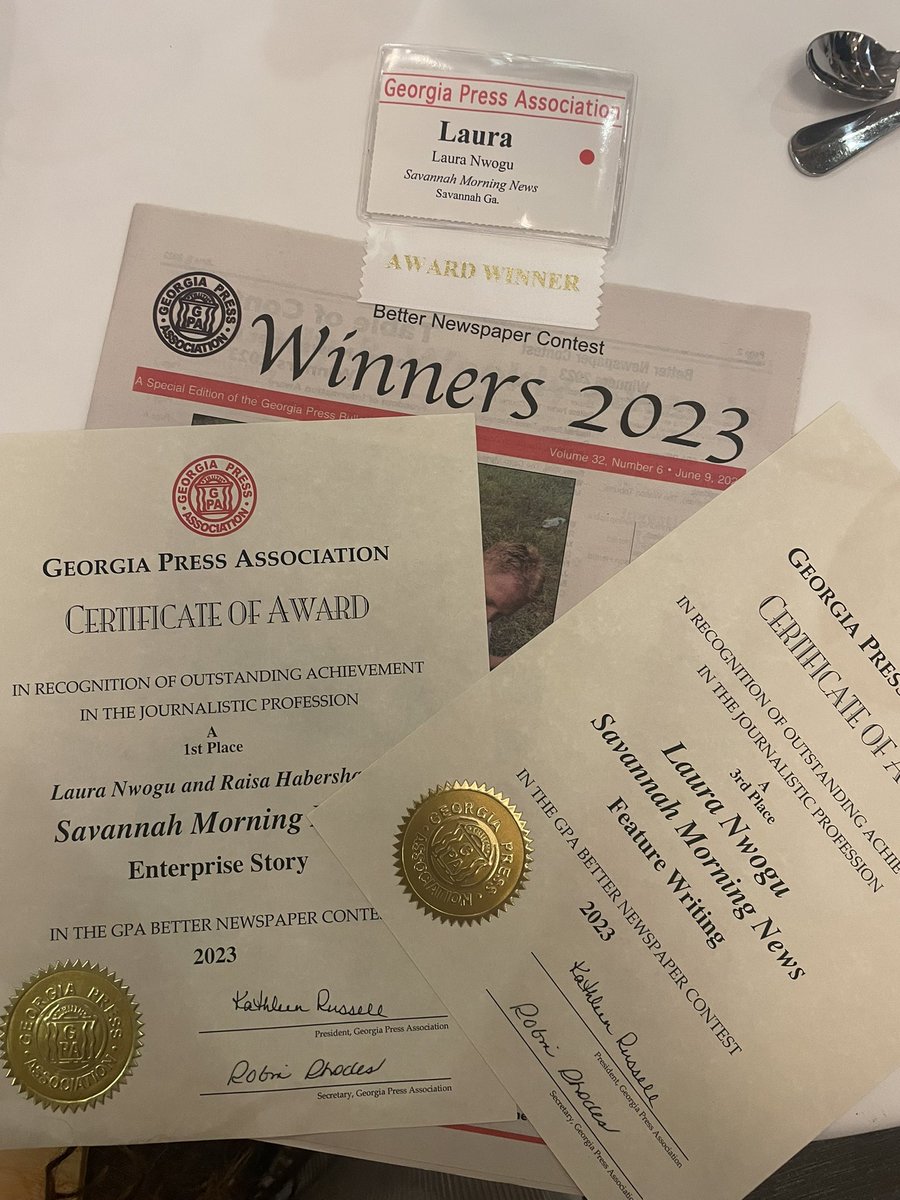 lauranwogu_'s tweet image. So honored to have won first place in enterprise story (with the amazing @newsworthy17) and third place in feature writing from the Georgia Press Association!
Loved amplifying these stories and blessed to be recognized for my work, especially as an early-career journalist.