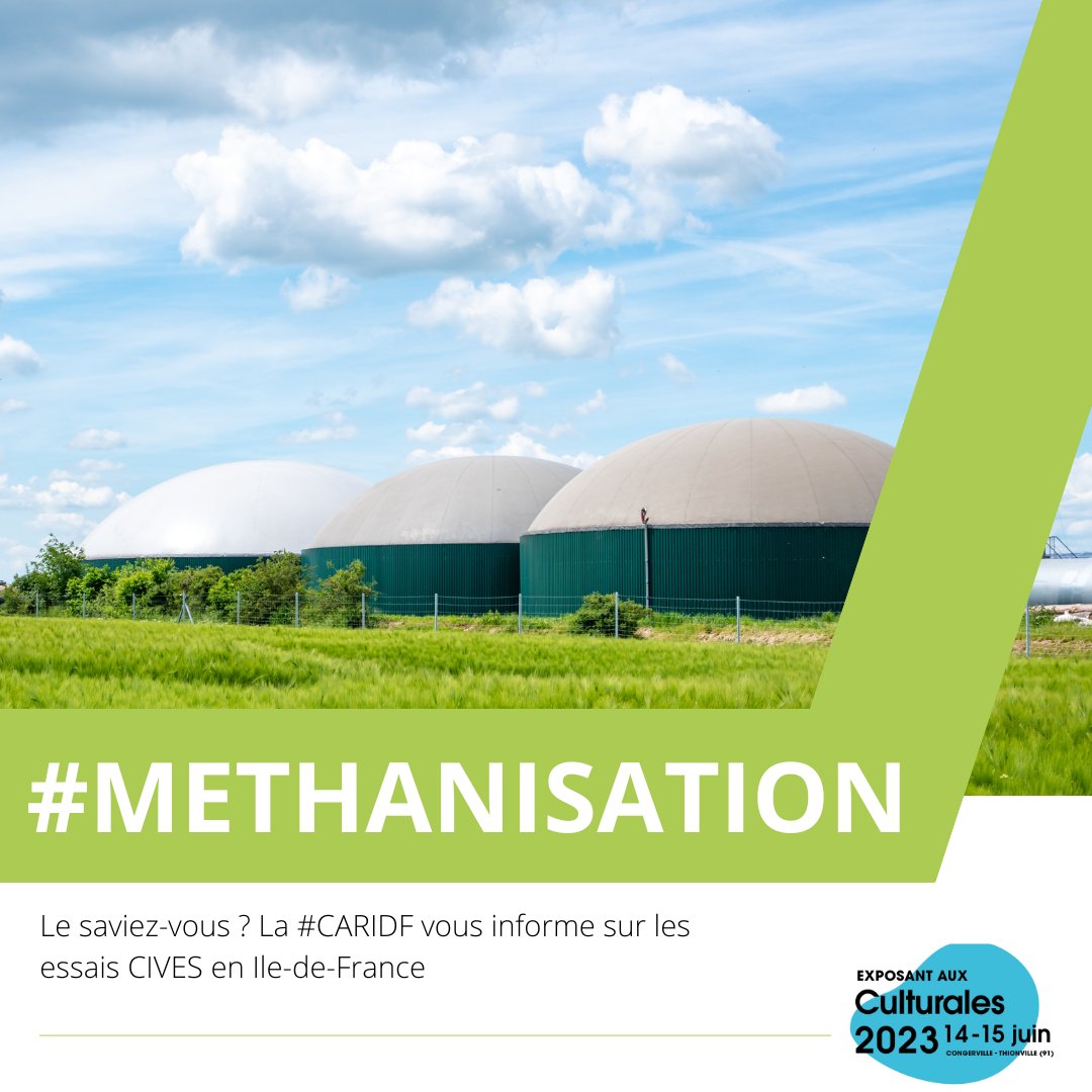 CAIDF's tweet photo. [LES CULTURALES] 👨‍🔧 Zoom sur la méthanisation
>> Un pôle méthanisation sera présent où différentes thématiques seront abordées en présence de spécialistes. 

Le saviez-vous❔La #CARIDF communique sur les essais CIVES en Ile-de-France 2022 #PRDAR
https://t.co/9FRQY0XHrH https://t.co/MwC7GrEGVd