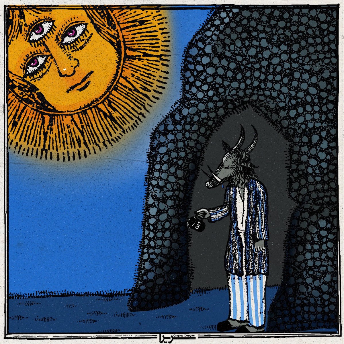 We’re spotlighting <a href="/SariraMerikhi/">Sariraa.eth</a> in <a href="/DailyRalpha/">Daily Ralphaᵍᵐ</a> today

Sarira is a visual artist &amp; storyteller creating digital lithography &amp; pop art. She blends traditional &amp; contemporary elements, inspired by mythical characters &amp; Middle Eastern mythology

<a href="/thehugxyz/">JJ</a>: thehug.xyz/artists/sarira…