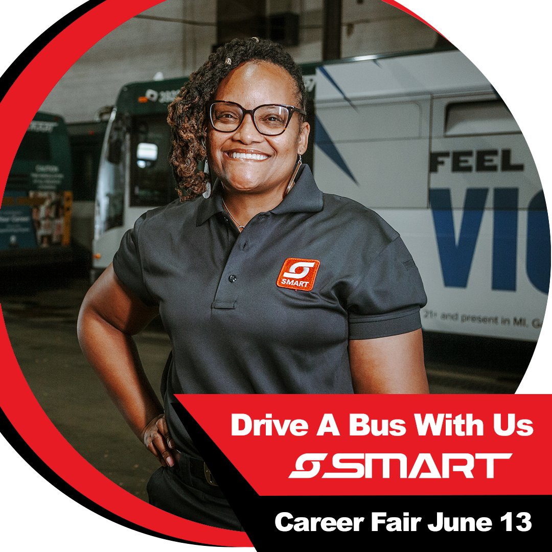 OaklandMIWorks's tweet photo. SMART is coming to @M1Concourse, and you're invited! Jobseekers from Macomb, Wayne and #OaklandCounty are invited to join @smart_movesus for the #DriveABusWithUs event. Join us tomorrow from 10 a.m.-7 p.m. to start your career with SMART. Learn more at https://t.co/GPH4DCCXip 🚍 https://t.co/yp3HBYoVM5
