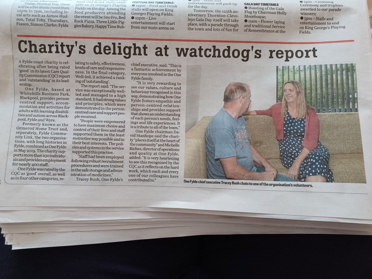 We're delighted that our recent report from the Care Quality Commission is featured in @The_Gazette.
#charity #communitysupport #localcharity #autismawareness #learningdisabilities #fyldecoast #CQC