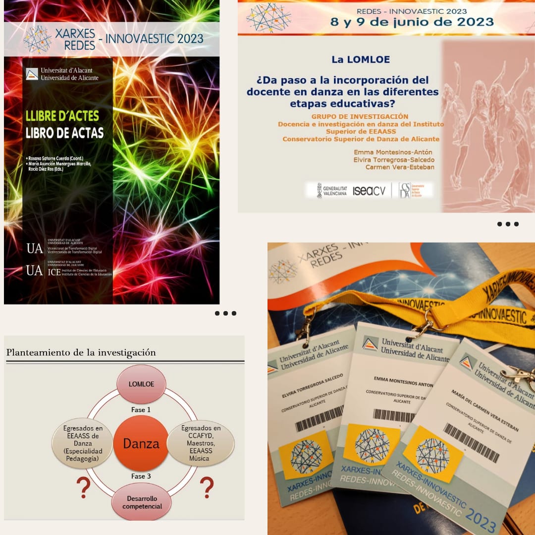 CSD_ALICANTE's tweet photo. Las #DocentesCSDA Elvira Torregrosa, Emma Montesinos y Carmen Vera han participado como grupo de investigación del Conservatorio Superior de Danza de Alicante en los congresos: 
🔸ICON-EDU 2023
🔸REDES INNOVAESTIC, 2023 
Enhorabuena!!
@DIseacv @iseacv @GVAinnova https://t.co/SpWhgAxnt0