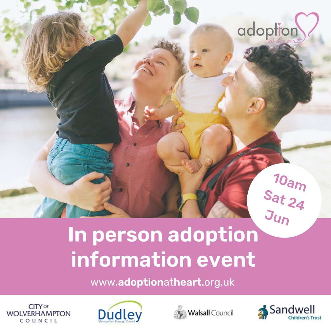 AdoptionAtHeart's tweet image. Come &amp;amp;  chat to us face-to-face at our next adoption info event! 

🗓️ Sat 24 June
🕰️ 10am
🗺️ Walsall (Pelsall)

Find out how to adopt &amp;amp; ask us your questions.

To book, visit 
orlo.uk/6uQjY

@WalsallCouncil #adoptinwalsall #walsall #pelsall #adoptionuk #westmidlands
