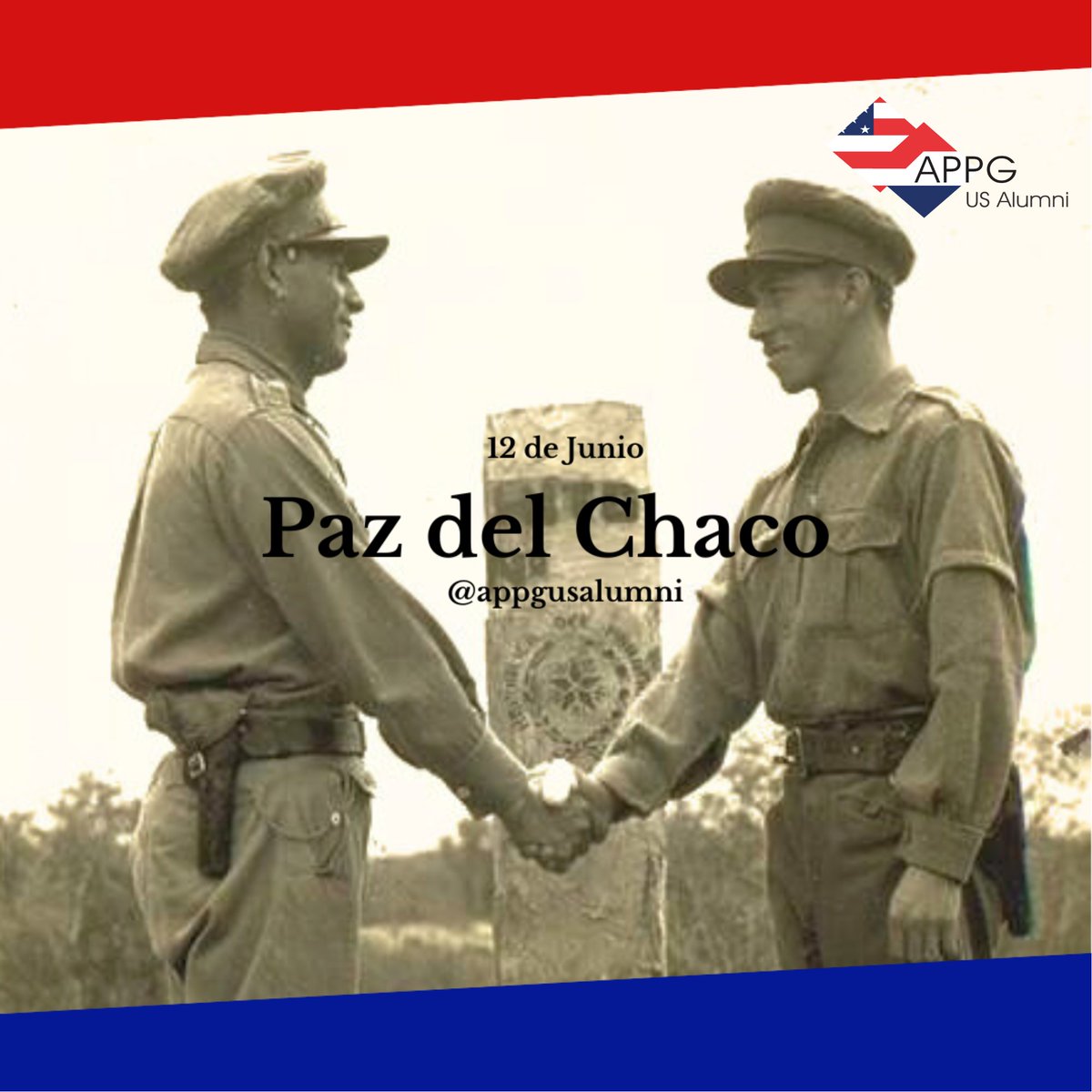 appgusalumni's tweet photo. El 12 de junio se conmemora los 88 años de la firma del protocolo de la Paz del Chaco entre Paraguay y Bolivia. El hecho dio término a los tres años de enfrentamientos bélicos entre los pueblos hermanos, con unos 100.000 muertos. https://t.co/HtDZXycUp7
