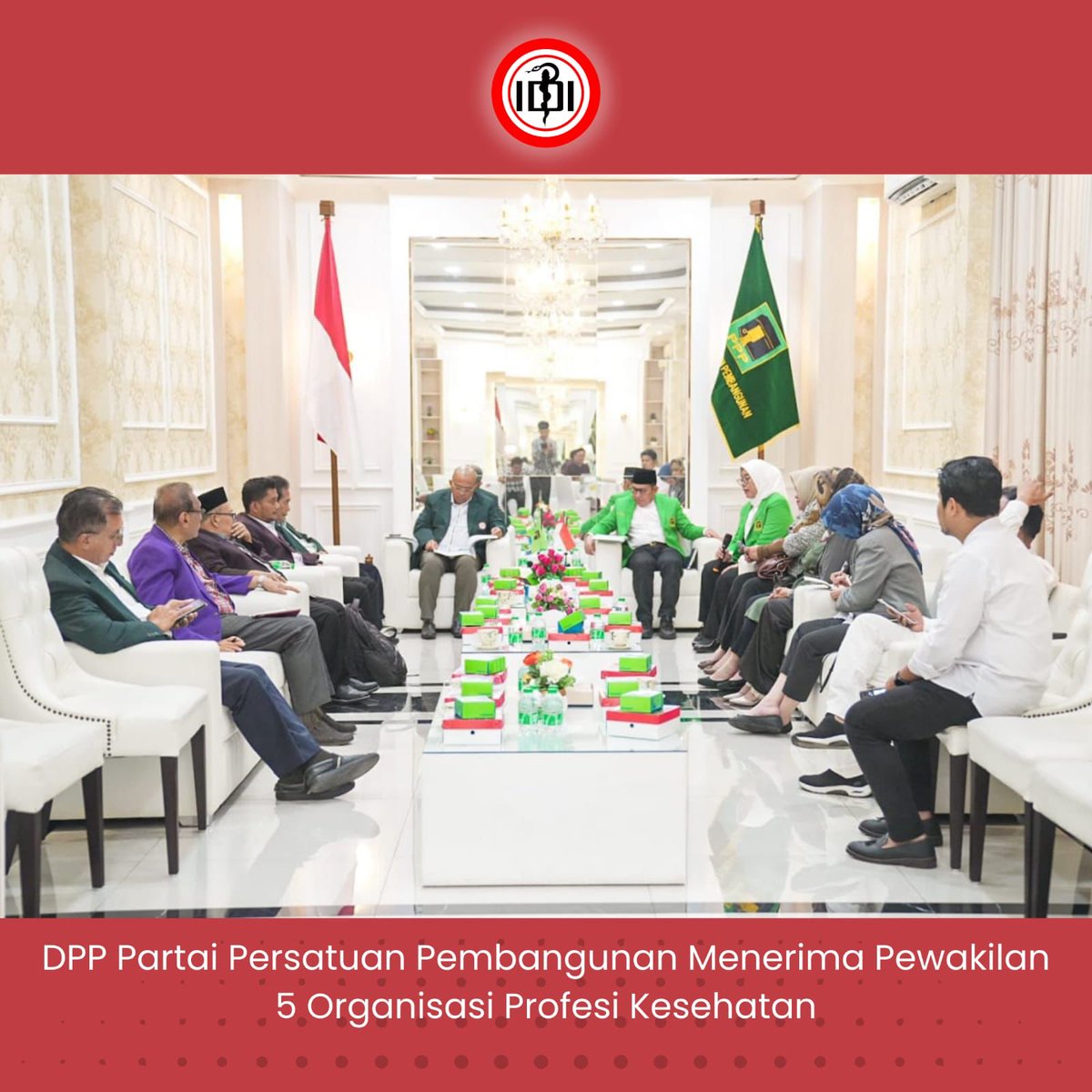 PBIDI's tweet photo. DPP PPP menerima perwakilan 5 Organisasi Profesi Kesehatan.

Perwakilan diterima Wakil Ketum DPP PPP H. RUSLI EFFENDI, S.Pd.I, SE, https://t.co/PN0Hg0677F &amp; Ketua bidang Kesehatan DPP PPP Hj. Atik Heru Maryati, ST., SE. Akt, MBA. 

TegaKkan Kedaulatan Kesehatan Rakyat Indonesia . https://t.co/F8m13tKLVl