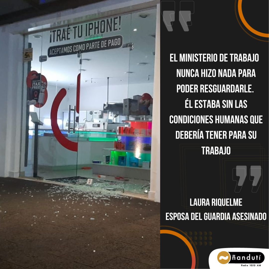 nanduti's tweet photo. #NACIONALES | "El Ministerio del Trabajo nunca hizo nada", critica esposa de guardia asesinado

La pareja del hombre fallecido, Laura Riquelme, apuntó contra el @MTESS_PY, expresando que "él estaba sin las condiciones humanas que debería tener para su trabajo" 

#1020AM https://t.co/7eoAlDzqxs