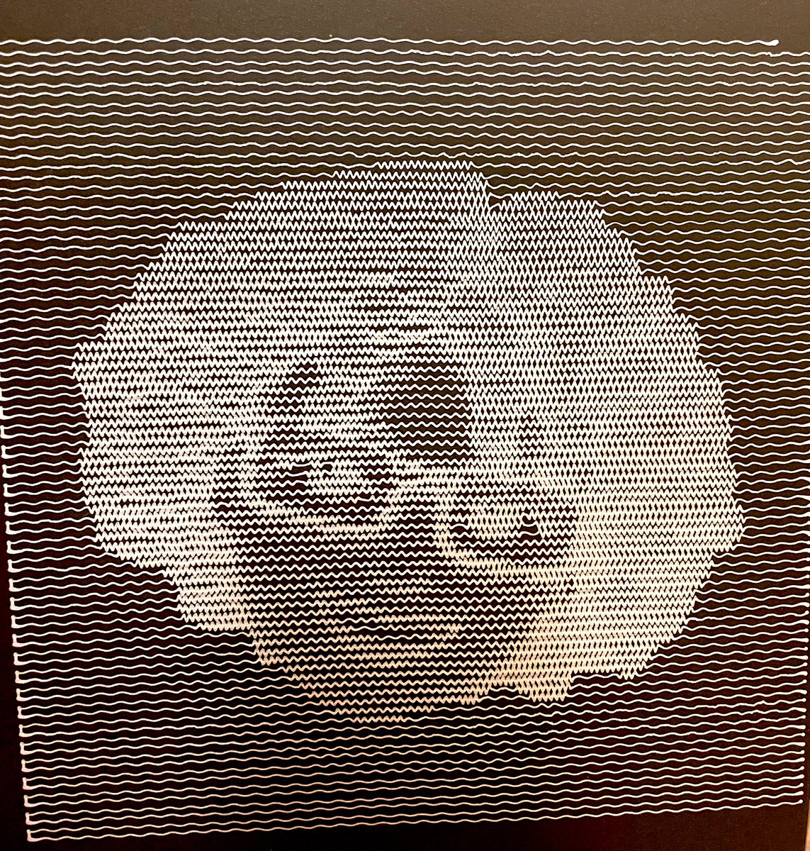 indigitalcolor's tweet image. Day 1 of #PlotParty

Portraits using Squiggle Draw algorithm.  

The silver plot is from today and the  purple one is an older plot. Today my purple gel pen in decided to plot bright silver. I’m filing today under “test plot”. #PlotterTwitter