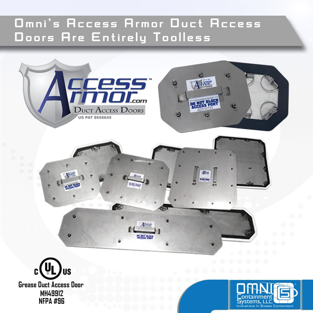 omni_llc's tweet image. Kitchen exhaust cleaners often deal with access doors that require unscrewing wing nuts or other small parts which can easily get lost. That is why the Omni line of toolless access doors are the best choice.

 #KitchenExhaust #AccessDoor #AccessPanel