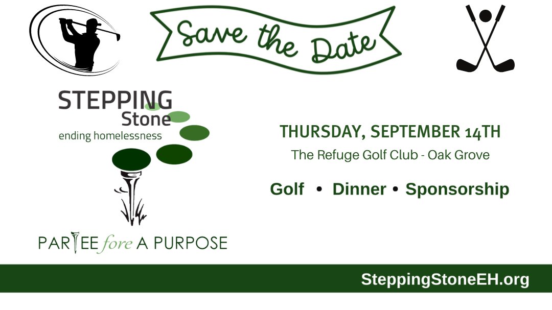 SAVE THE DATE to our annual golf fundraiser, Partee fore a Purpose! #ParteeforaPurpose #endhomelessness