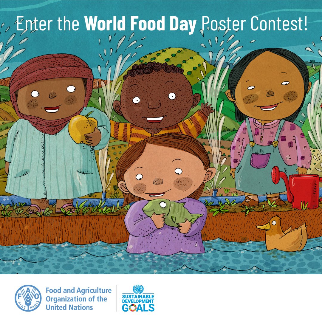 📢 Calling all young people, from 5-19 years old, to participate in the #WorldFoodDay Poster contest!

🖌️🎨Show your creativity by designing a poster of your water action for food.

Your actions can also contribute to a sustainable future👉🏼bit.ly/3zk3y6Z

#WaterAction