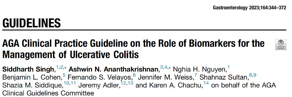 📢 New AGA guidelines on biomarkers for ulcerative colitis (UC). bit.ly/3md5H1X 🔥A Tweetorial for #GITwitter by @AmerGastroAssn and @AGA_Gastro. #IBD @AshwinMDIBD @IBDBen @Realcecum @SultanShazi @ShaziaMSiddique @JeremyAdlerMD Follow this🧵